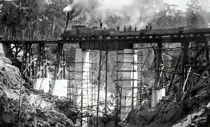 workers on a railway bridge
